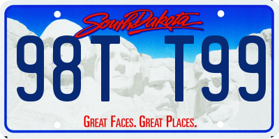 SD license plate 98TT99