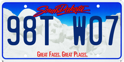 SD license plate 98TW07