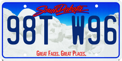 SD license plate 98TW96