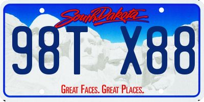 SD license plate 98TX88