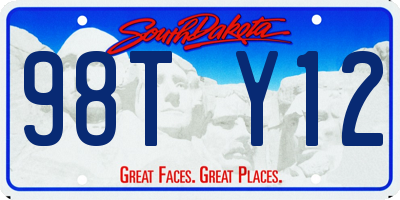 SD license plate 98TY12