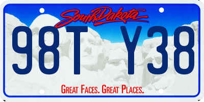SD license plate 98TY38