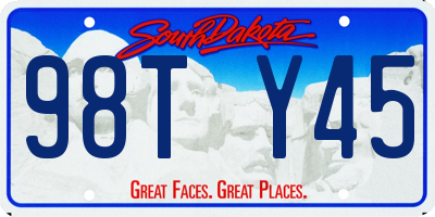 SD license plate 98TY45