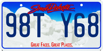 SD license plate 98TY68