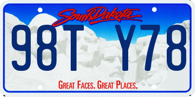 SD license plate 98TY78