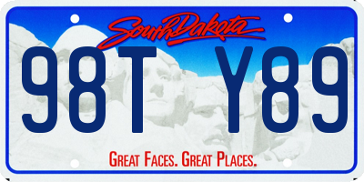 SD license plate 98TY89