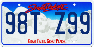 SD license plate 98TZ99