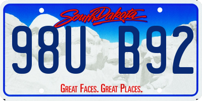 SD license plate 98UB92