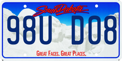 SD license plate 98UD08