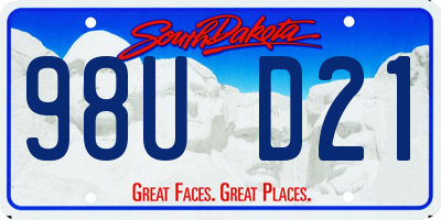 SD license plate 98UD21