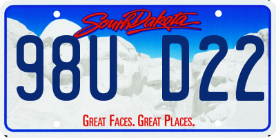 SD license plate 98UD22