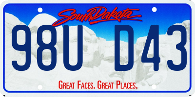 SD license plate 98UD43
