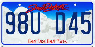 SD license plate 98UD45