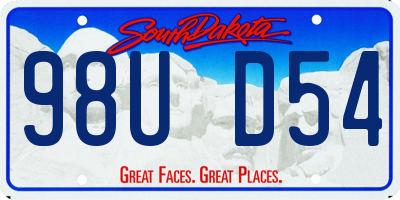 SD license plate 98UD54