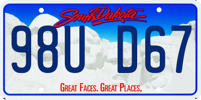 SD license plate 98UD67