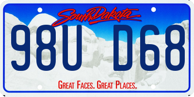 SD license plate 98UD68