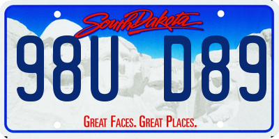 SD license plate 98UD89