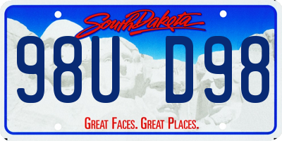 SD license plate 98UD98