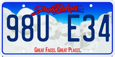 SD license plate 98UE34