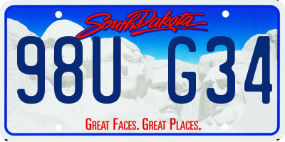 SD license plate 98UG34