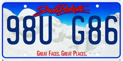 SD license plate 98UG86