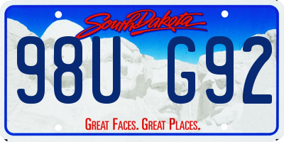 SD license plate 98UG92