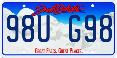 SD license plate 98UG98