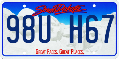 SD license plate 98UH67