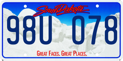 SD license plate 98UO78