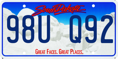 SD license plate 98UQ92