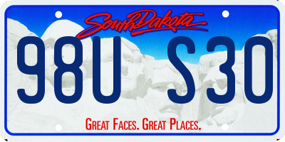 SD license plate 98US30