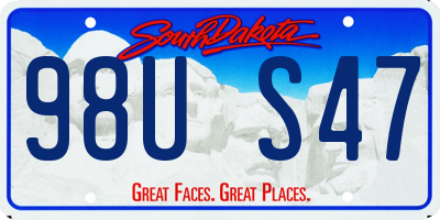 SD license plate 98US47