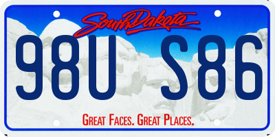 SD license plate 98US86