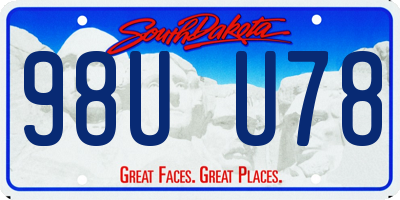 SD license plate 98UU78