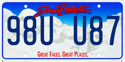 SD license plate 98UU87