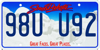 SD license plate 98UU92