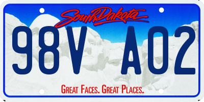 SD license plate 98VA02