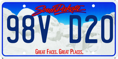 SD license plate 98VD20