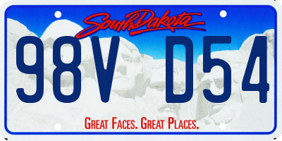 SD license plate 98VD54