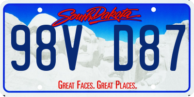 SD license plate 98VD87