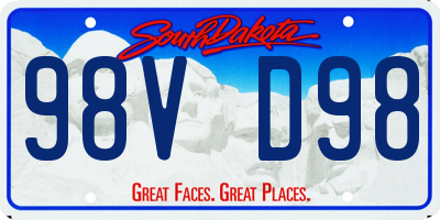 SD license plate 98VD98