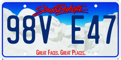 SD license plate 98VE47