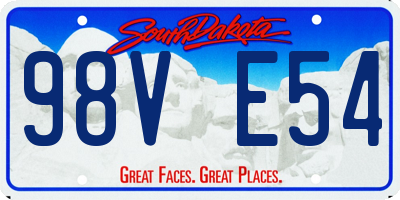 SD license plate 98VE54