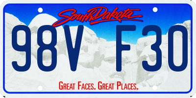 SD license plate 98VF30