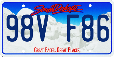 SD license plate 98VF86