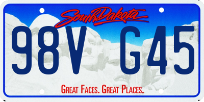 SD license plate 98VG45