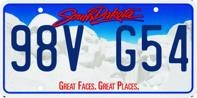 SD license plate 98VG54