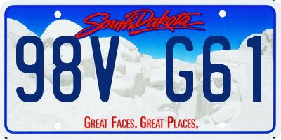 SD license plate 98VG61