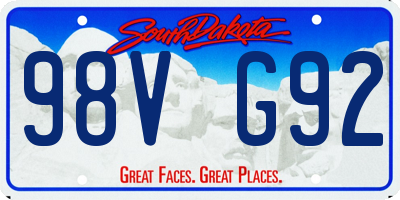 SD license plate 98VG92