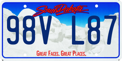 SD license plate 98VL87
